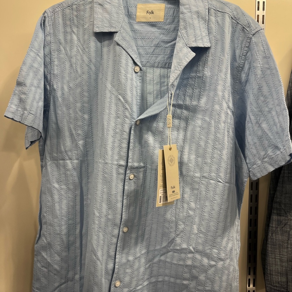 Folk Sky Blue Casual Button Down Shirt